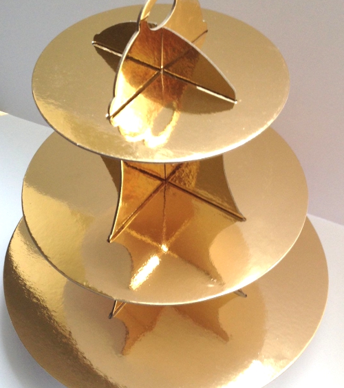 New 3 Tier Cupcake Stand Cardboard Gold Wedding Party Cake.