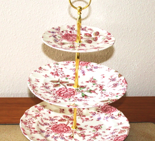 3 Tier Cake Cupcake Tidbit Plate Stand Dessert Wedding Rose.
