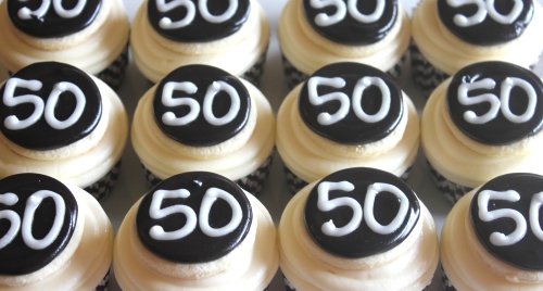 50th Birthday Cupcake Toppers. Set of 24 Silver Number 50.