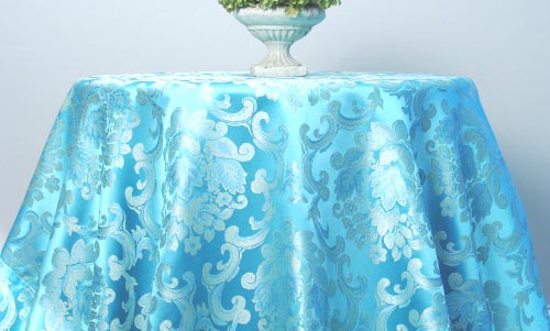 Versailles Aqua Damask Tablecloth.