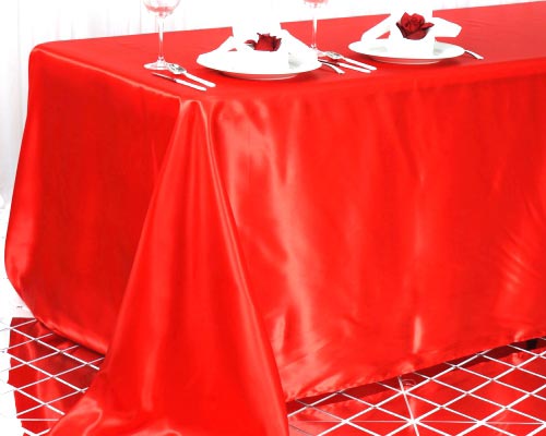 90x156". RED Wholesale SATIN Banquet Linen Wedding Party Restaurant Tablecloth.