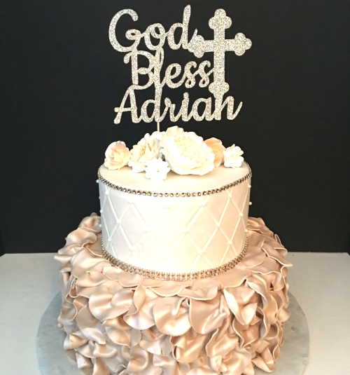 Personalized God Bless Cake Topper Baptism Cake Topper.