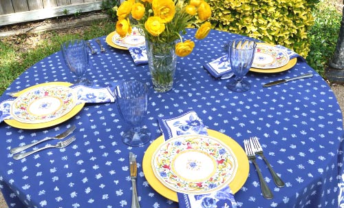 The Dull and the Dutiful. Blue and Yellow Outdoor Table.