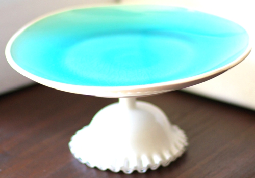 Beach Weddings Aqua Blue Cake Stand.