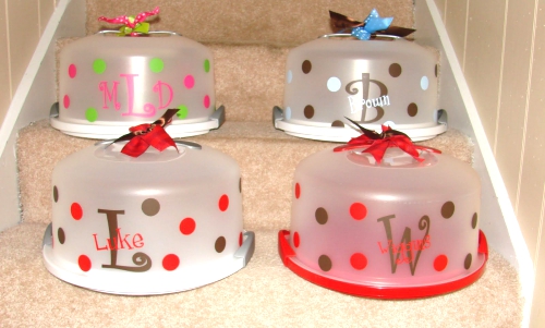 Personalized cake holders.