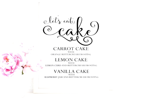 Cake Flavor Sign. Cake Table Decor. Wedding Cake.