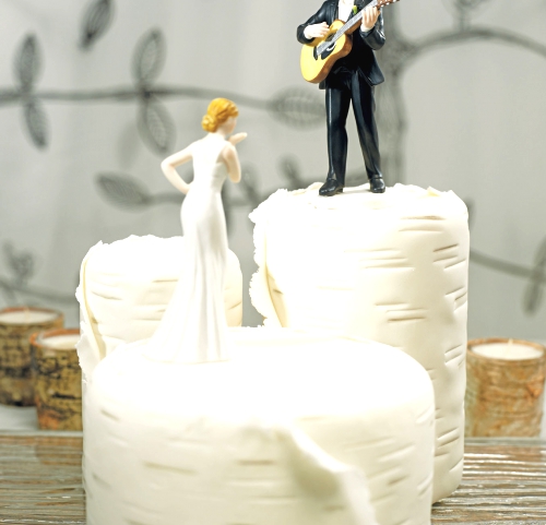 Love Serenade Guitar Playing Groom Wedding Cake Topper.