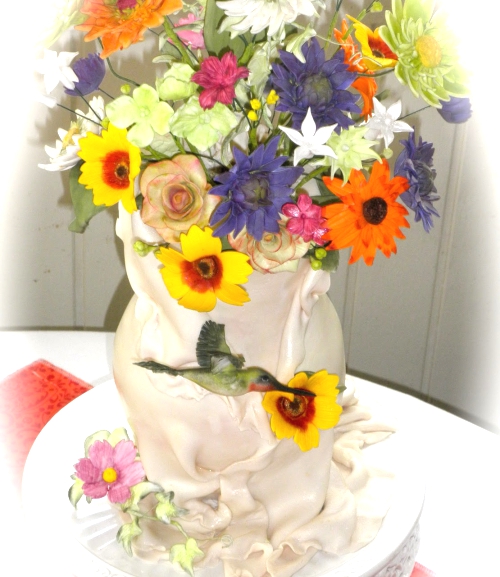 Sweet T's Cake Design. Sculpted Flower Vase Cake w.