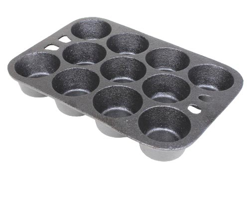 Cajun Cookware Pans 11-Mold Seasoned Cast Iron Muffin Pan.