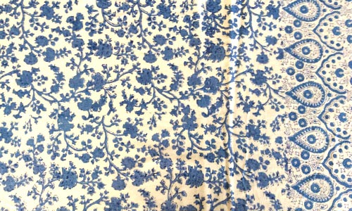 Block Printed Cotton Tablecloth.