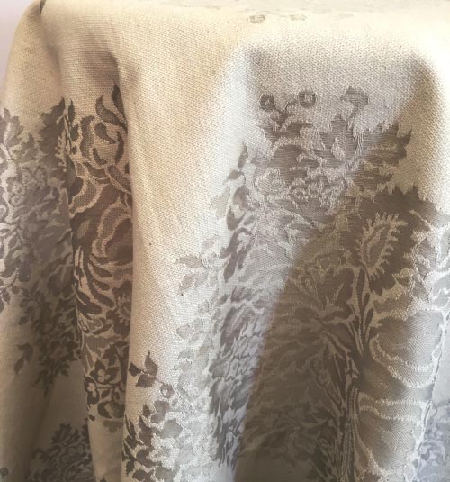 Cream Grey Damask Tablecloth.