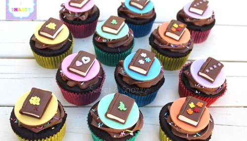 Double Chocolate Book Fondant Cupcakes.