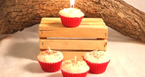 Mini Cherry Cupcake Candle Fake Food Cherry Scented.