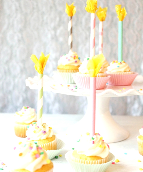 Icing Designs. Paper Straw Birthday Candle Cupcake Toppers.