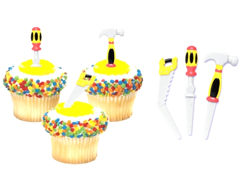 Construction Tools Pack OF 12 Party Supplies Cupcake Cake.