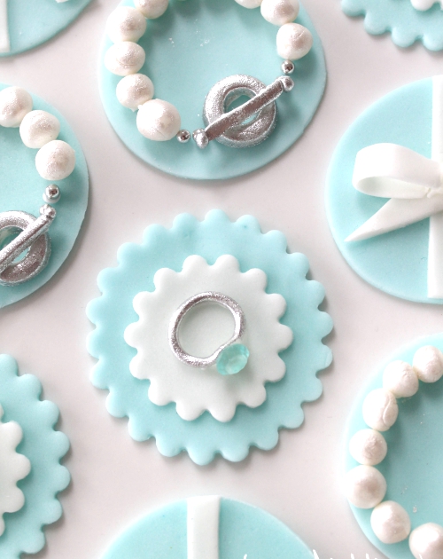 Tiffany and Co. Cupcake Toppers and Cookies.