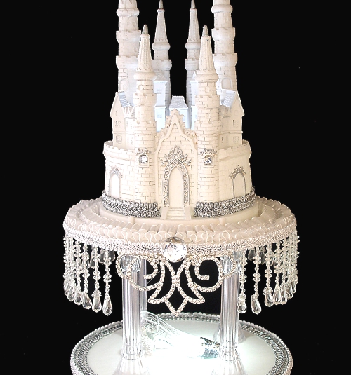 Blue Cinderella Castle Wedding Cake Toppers Cake Picture.