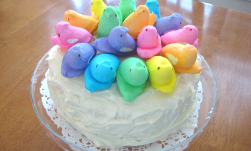Creative Party Ideas by Cheryl. Peeps Easter Cake Idea.