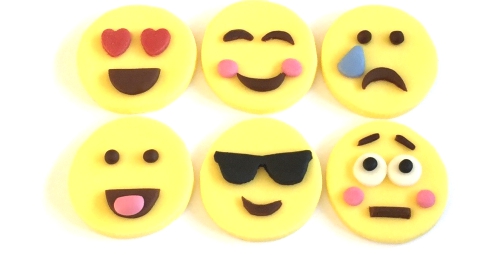12 x edible icing Emoticon Emoji themed cupcake by.