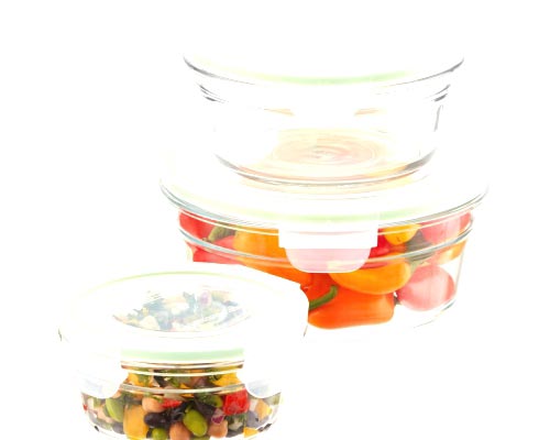 Set of Gllock Round Food Containers with Lids.