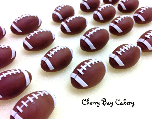 12 Fondant Football Cupcake Toppers Edible 3D.