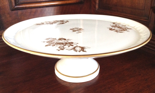 Limoges Footed Cake Stand with Roses.