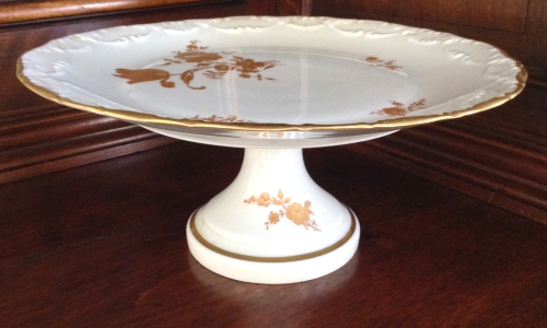 Limoges Footed Cake Stand with Rose.