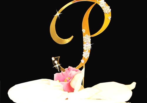 French Flower Gold Cake Topper.