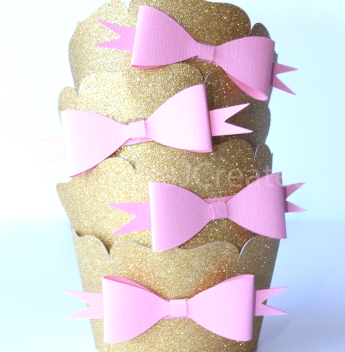 Cupcake Wrappers Gold Glitter Cupcake Wrappers with Pink.