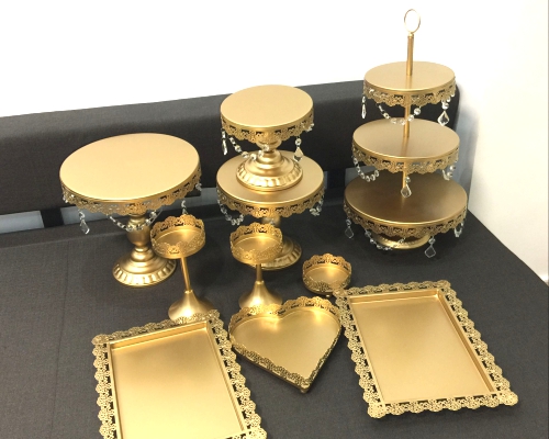 New set Gold Wedding Dessert Tray Cake Stand Cupcake Pan.