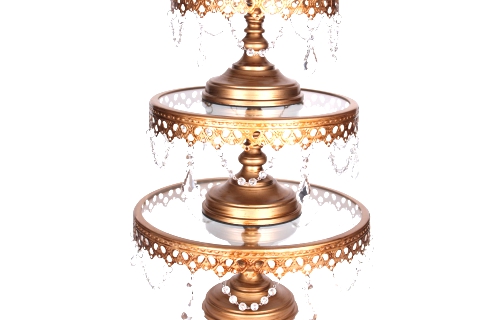 Gold Cake Stand Set of 3 with Crystals and by.