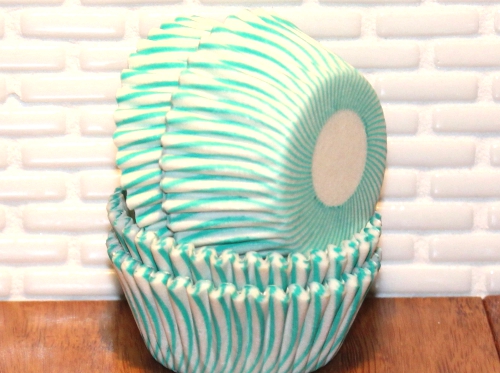 Mini Teal Green Stripe Cupcake Liners Qty 50 Mini Green.