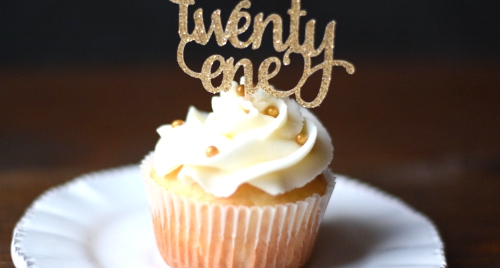 Twenty One Cupcake Topper Happy Birthday Macaroon Pie.