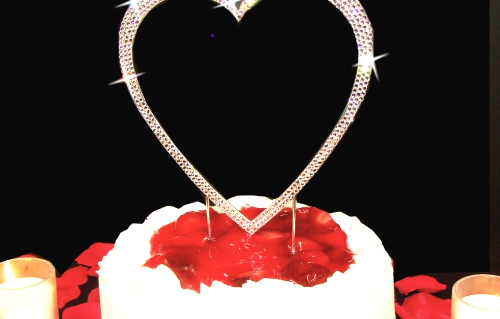 Swarovski Crystal Heart Cake Topper.