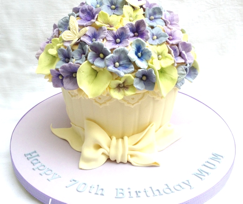 - Giant Cupcake decorated to look like a Hydrangea plant.