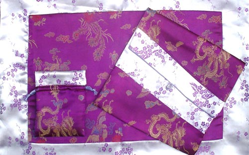 Buy Wholesale Purple Dragons &. Light Purple Blossoms Silk Brocade Puja Table Cloths online.