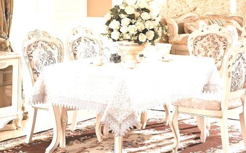 H250 Luxury Lace Tablecloth in White. Or Silver Discount Luxury Tablecloths.