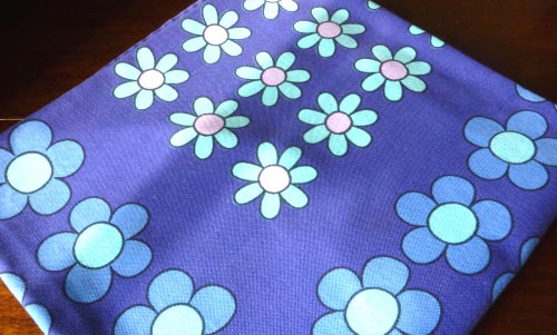 Mauve, Turquoise and Blue Purple Floral Tablecloth.