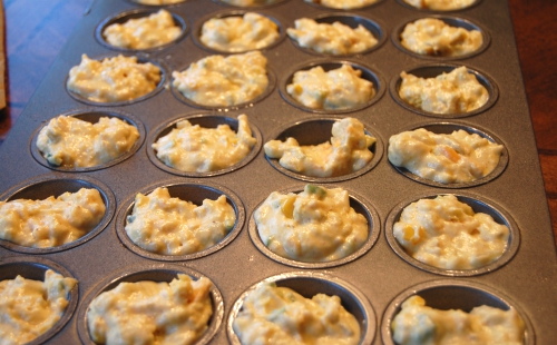 Cornbread Muffins with Cheese and Chilies- another Paula Deen recipe.