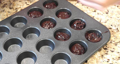 Brownies in mini muffin tin.