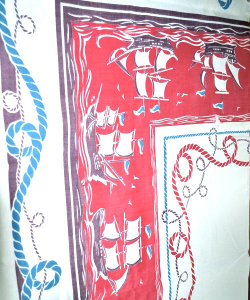 50's Era Nautical-Themed Tablecloth.