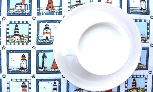 Nuwzz Tablecloth white blue orange lighthouses Nautical.
