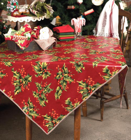 Holly Oilcloth Tablecloth.