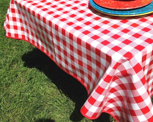 5 Square Oil Cloth Tablecloth RED Cafe Check NO.