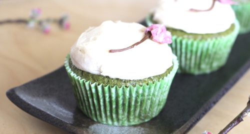 Matcha Cupcakes with White Chocolate Frosting.