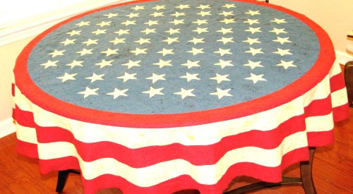 Patriotic Flag Table Cloth Fabric 4th of July 52 x 70.