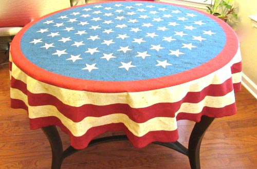 Patriotic Flag Table Cloth Fabric 4th of July 52 x 70.