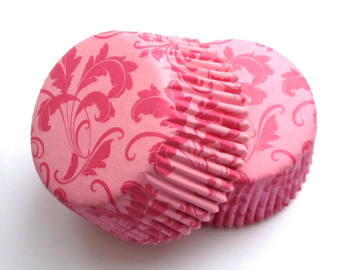 Pink Damask Cupcake Liners 50 count Wedding Baking Cups Lace Muffin Party Tools Supplies Food Craft Paper.