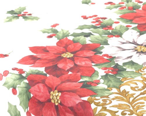 Festive Poinsettia Christmas Tablecloth 100.