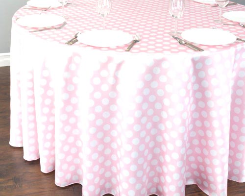 Round Polka Dot Satin Tablecloth Black.